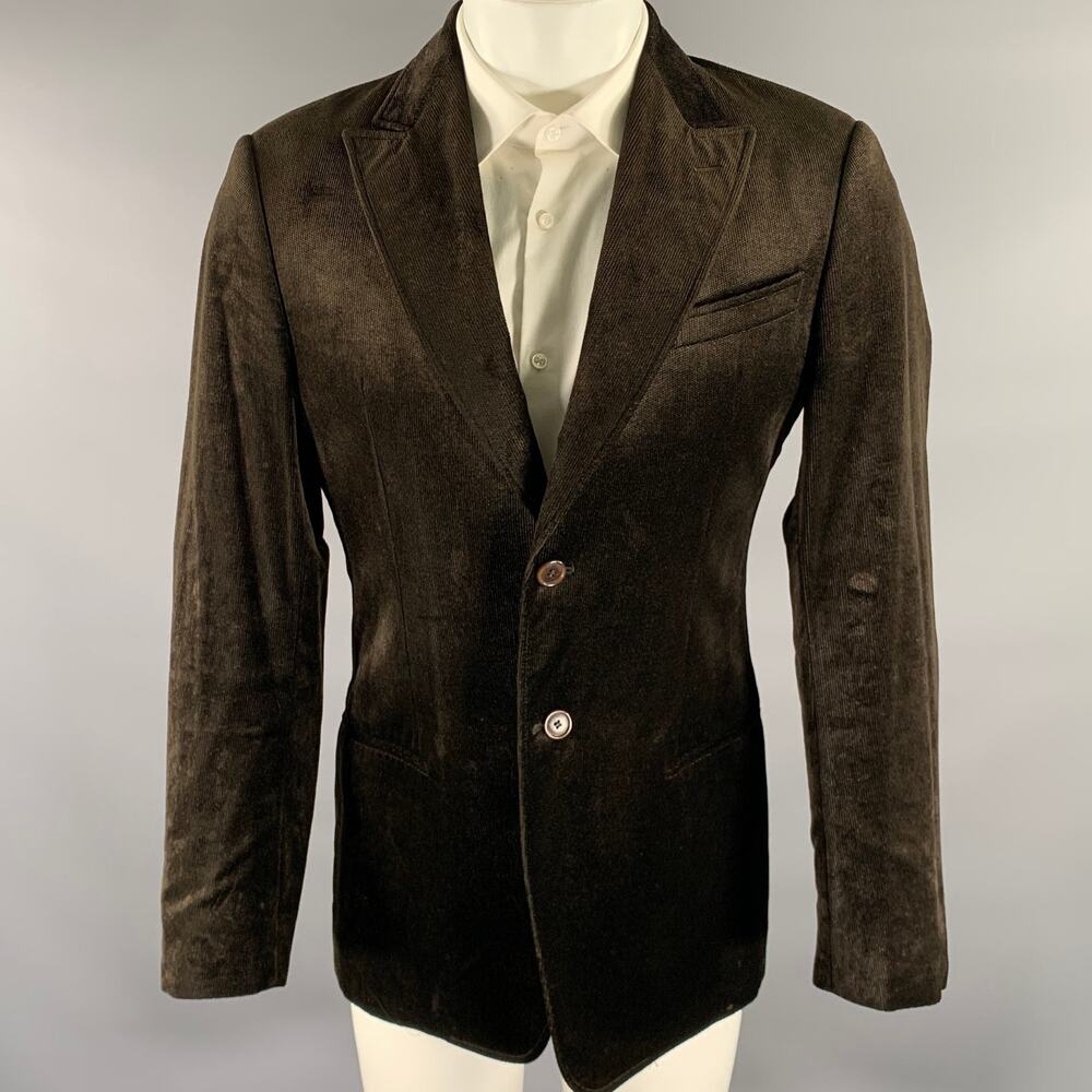 ARMANI COLLEZIONI Size 38 Brown Corduroy Cotton  Rayon Sport Coat